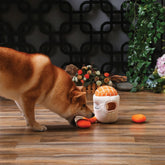 Dog playing with HugSmart Orange Jam Hide and Seek Interactive Plush Dog Toy.